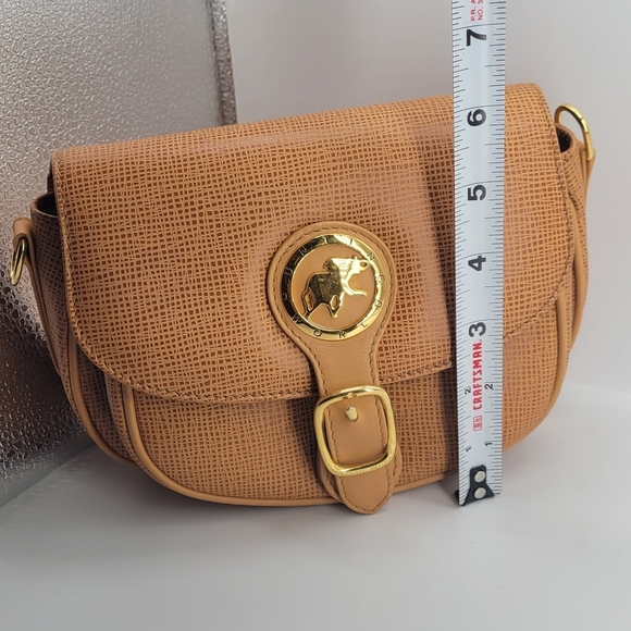 HUNTING WORLD Shoulder Bag Tan Tone Japan Made in Italy "No strap" Excellent - Picture 12 of 14